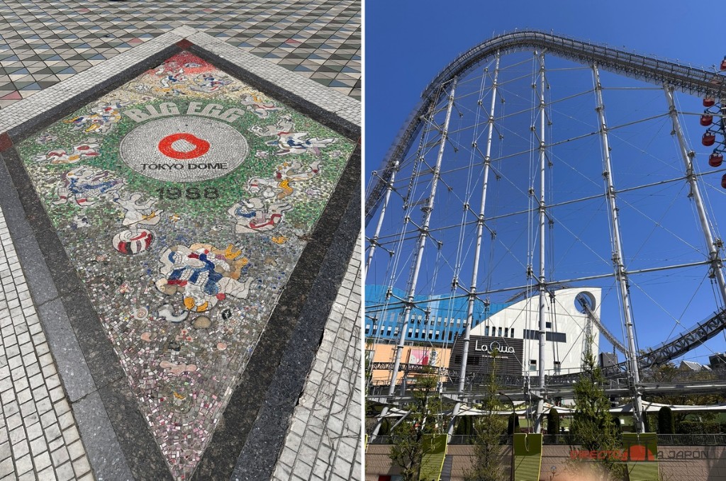 El mosaico Big Egg recuerda la apertura de 1988; al lado, Thunder Dolphin junto a LaQua.