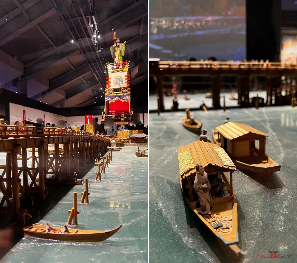Dos detalles de la maqueta del río en el Museo Edo-Tokyo