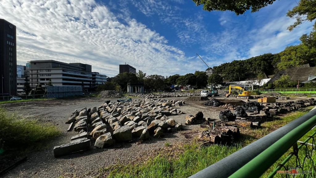 Obras de reconstrucción en el castillo de Kumamoto