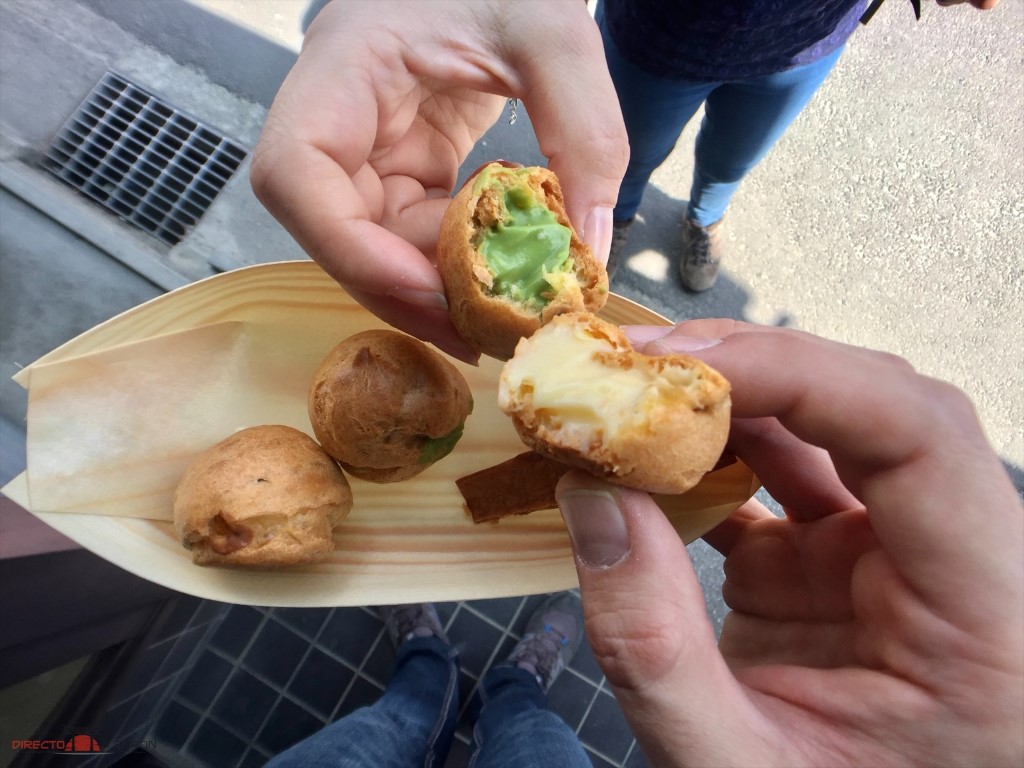 Buñuelos de crema y matcha a la entrada del GinkakuJi